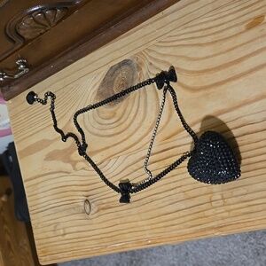 Betsey Johnson Big black heart necklace